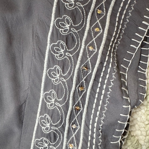 Sundance Modal gray embroidered sequin boho Aura peasant Dress S - Picture 6 of 7